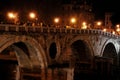 Night Bridge Elio and castle Sant Angelo, Rome Italy Royalty Free Stock Photo