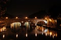 Night Bridge Elio and castle Sant Angelo, Rome Italy Royalty Free Stock Photo