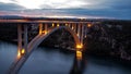 Night bridge and city lights