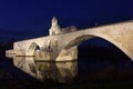 Night on the bridge of Saint Benezet, Avignon, Royalty Free Stock Photo