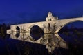 Night on the bridge of Saint Benezet, Avignon, Royalty Free Stock Photo