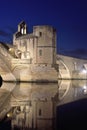 Night on the bridge of Saint Benezet, Avignon, Royalty Free Stock Photo