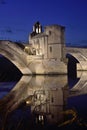 Night on the bridge of Saint Benezet, Avignon, Royalty Free Stock Photo