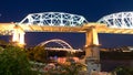 Night Bridges Cumberland River Nashville Tennessee Royalty Free Stock Photo