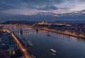 Night Buda Castle and Szechenyi Chain Bridge in Budapest, Hungary. Danube River Royalty Free Stock Photo