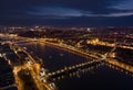 Night Buda Castle and Szechenyi Chain Bridge in Budapest, Hungary. Danube River Royalty Free Stock Photo