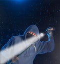 Night burglar about to break into a home Royalty Free Stock Photo