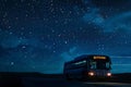 Night Bus Journey Under Starlit Sky