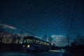 Night Bus Journey Under Starlit Sky