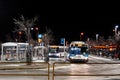 Night bus stop in Winnipeg, Manitoba, Canada