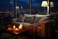 Night business home, living room, sofa, ambient light