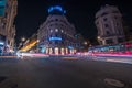 Night busy traffic, Rome, Barberini Royalty Free Stock Photo