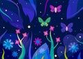 Night butterflies in the colourful forest