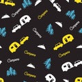 Night Campers Nature Gateway Vector Seamless Pattern