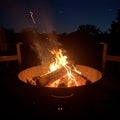 Night Campfire Under Starry Sky Royalty Free Stock Photo