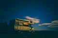 Night camping with motorhome Royalty Free Stock Photo