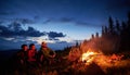 Night camping in the mountains.