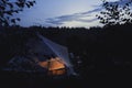Night Camping In A Tent On The Lake In Republic of Karelia