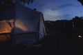 Night Camping In A Tent On The Lake In Republic of Karelia