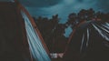Night camping tents, starry sky, forest, adventure Royalty Free Stock Photo
