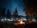 Night Campsite Under Starry Sky Royalty Free Stock Photo