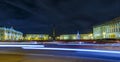 Night car traffic on Hermitage Palace Square, Saint Petersburg, Russia