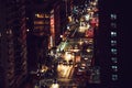 Night car traffic in New York City Manhattan streets Royalty Free Stock Photo