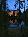 Night in the castle. Nature, environment, Po river and mystery