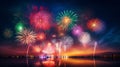 night celebration way firework city. Neural network AI generated Royalty Free Stock Photo