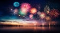 night celebration way firework city. Neural network AI generated Royalty Free Stock Photo