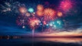 night celebration way firework city. Neural network AI generated Royalty Free Stock Photo