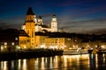 Night in center of Passau city. Bavaria, Germany. Royalty Free Stock Photo