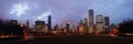Night Chicago skyline from Millennium Park Royalty Free Stock Photo