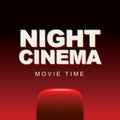 Night cinema banner with movie theater at home