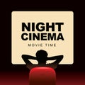 Night cinema banner with movie theater at home Royalty Free Stock Photo