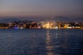 Night city. Alanya, Turkey. Beautiful lights of night city. Royalty Free Stock Photo