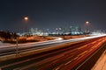 Night city background highway road with car lights Royalty Free Stock Photo