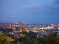 Night in the city of Barcelona in Catalonia, Spain. Columbus Monument and boulevard along Port Vell