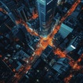 night city from a birds eye view Royalty Free Stock Photo