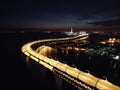 Night city from a bird`s-eye view. Night Petersburg. Russia. St. Petersburg panorama.