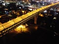 Night city from a bird`s-eye view. Night Petersburg. Russia. St. Petersburg panorama.