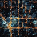 Night city from a birds eye view Royalty Free Stock Photo
