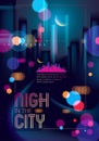 Night city with blurred lights bokeh texture vector illustration Royalty Free Stock Photo