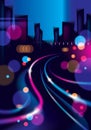 Night city with blurred lights bokeh texture vector illustration Royalty Free Stock Photo