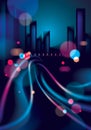 Night city with blurred lights bokeh texture vector illustration. Effect vector beautiful background. Blur colorful dark Royalty Free Stock Photo