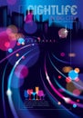 Night city with blurred lights bokeh texture vector illustration Royalty Free Stock Photo