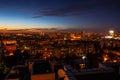 Night city concept, many modern buildings, Voronezh, aerial view