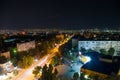 Night city, electric lights. Chisinau, Moldova