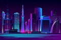 Night city futuristic landscape vector background Royalty Free Stock Photo