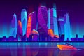 Night city futuristic landscape vector background Royalty Free Stock Photo